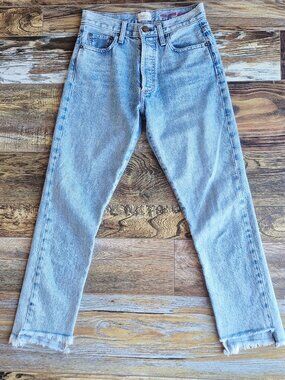 AO.LA Alice+Olivia Amazing High Rise Slim Girlfriend Jeans Frayed Light Wash
